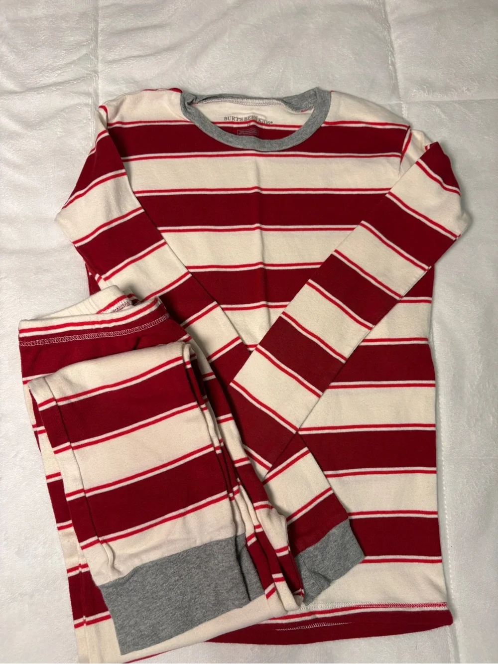 Kids Burts Bees Red and Cream Stripe Pajama Set